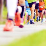 Unidentified marathon racers running
