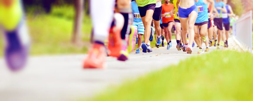 Unidentified marathon racers running